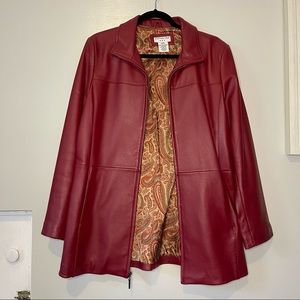 Red leather coat